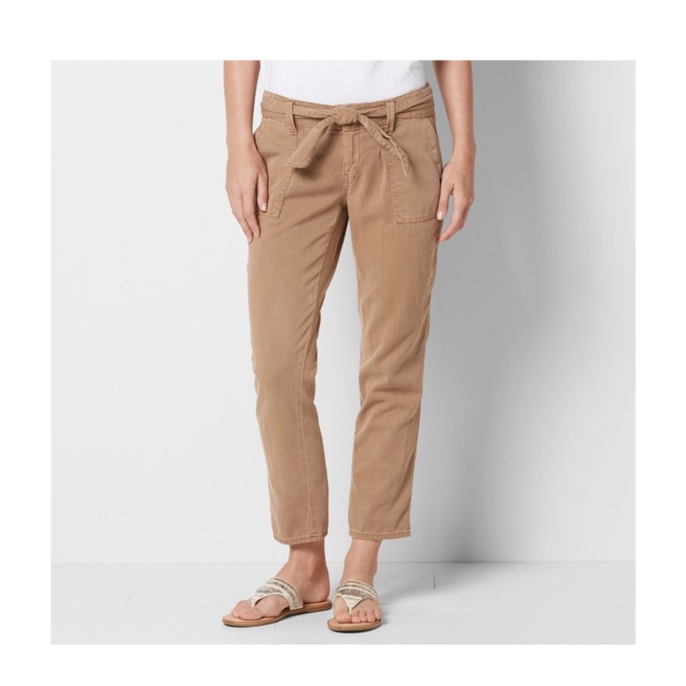 NWT Sonoma Tan Casual Tie-Waist mid-rise relaxed capri Pants size 16